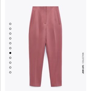 ZARA High-Waisted Pants in Dusty Pink